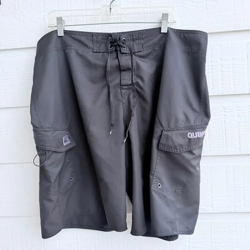 Quiksilver Black/purple logo  Board Shorts Size 40 Surf Swim